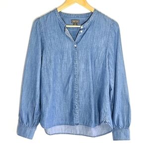 Point Sur J.Crew Denim Button Down Cotton Lyocell Women's Blouse Size S